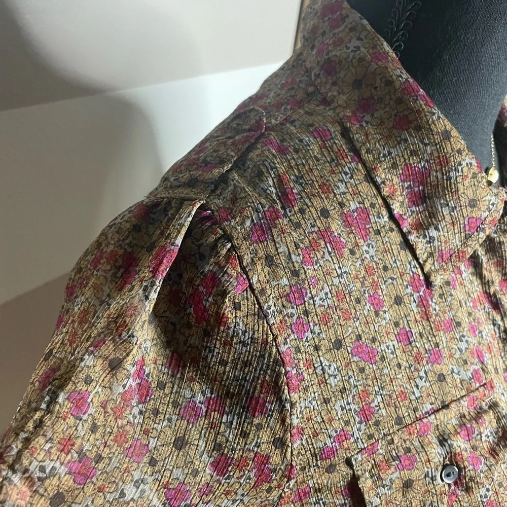 Converse Brown Floral Sheer Blouse - Picture 3 of 8